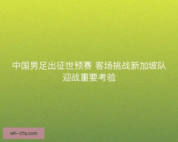 中国男足出征世预赛 客场挑战新加坡队迎战重要考验